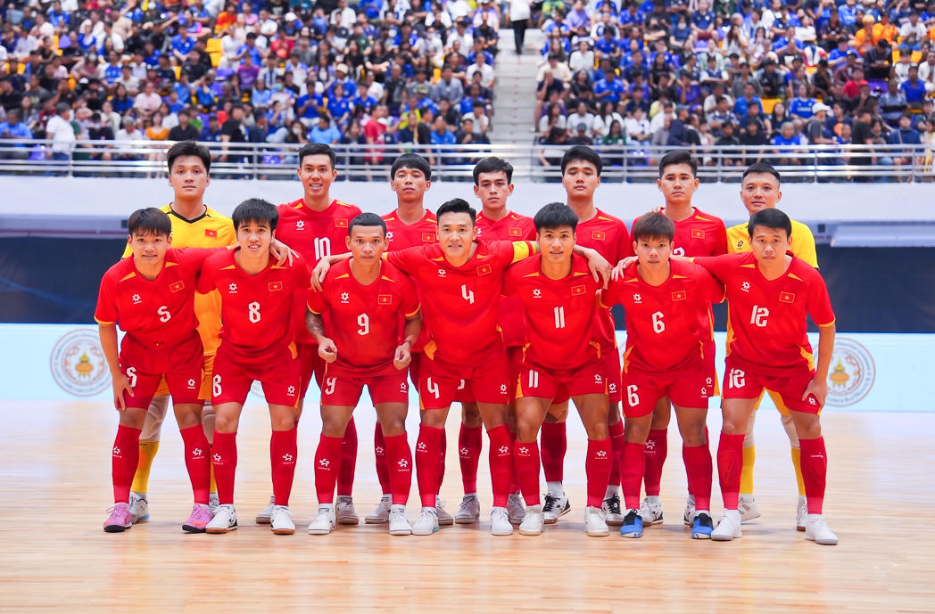 Đội tuyển futsal Việt Nam thi đấu giao hữu tại Thái Lan (Ảnh VFF)