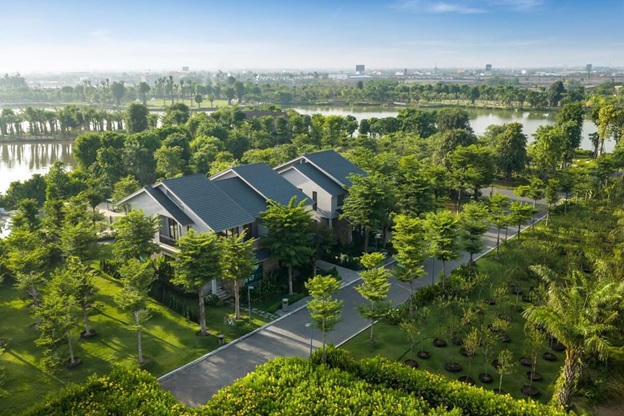 Không gian sống xanh mướt tại Eco Retreat sau hơn một năm khởi công. Ảnh: Phương Nguyên