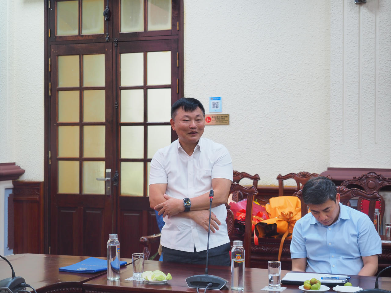 Đồng chí Lê Đại Hải, nguyên Phó Cục trưởng Cục Pháp luật dân sự - kinh tế phát biểu tại buổi lễ.
