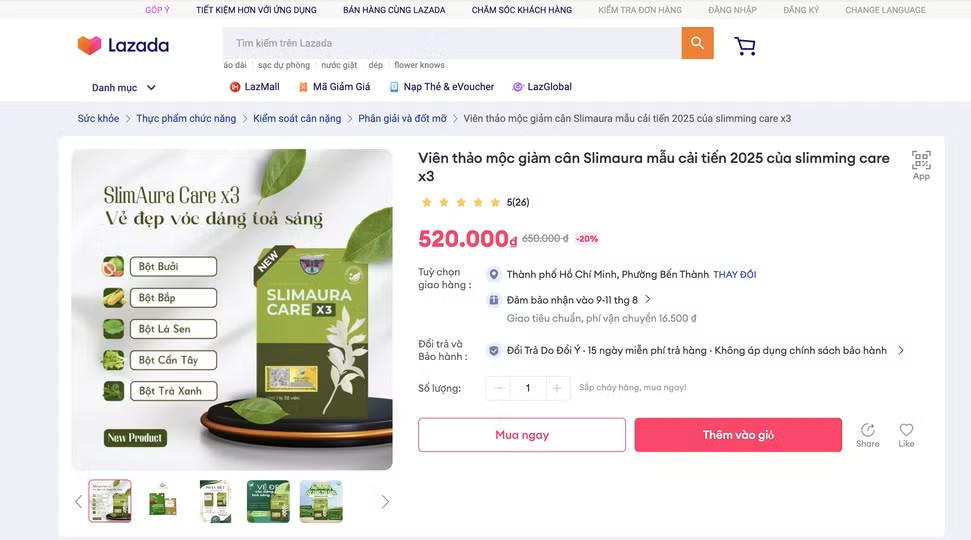 Bộ Y tế yêu cầu lấy mẫu kiểm định sản phẩm Slimaura Care x3 để xử lý theo quy định