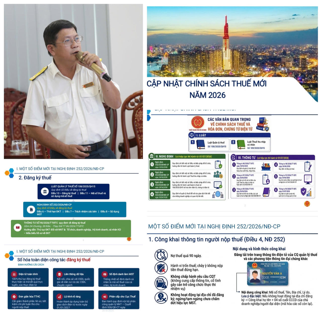 Ông Nguyễn Duy Khiêm - Phó Trưởng phòng QLDN 5 Thuế Thành phố giới thiệu, cập nhật chính sách Thuế mới năm 2026. Ảnh: Lưu Tú.