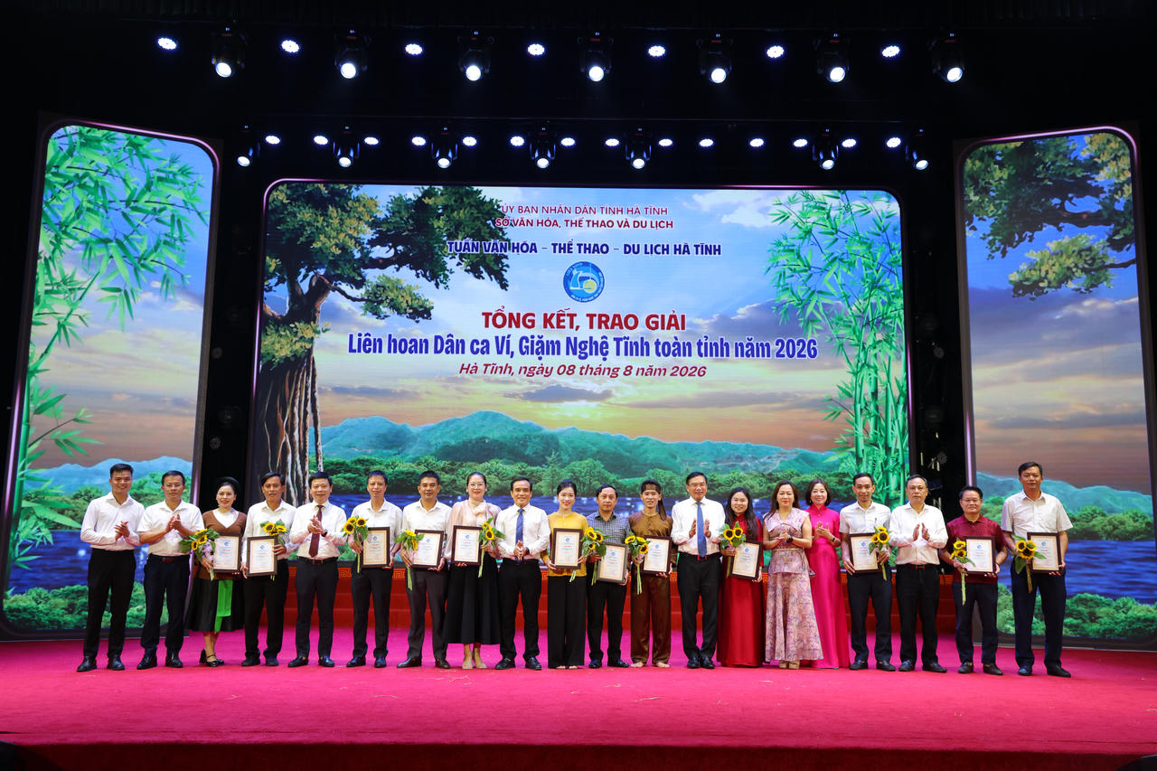 Hà Tĩnh trao giải Cuộc thi "Đại sứ Văn hóa đọc" và Liên hoan Dân ca Ví, Giặm Nghệ Tĩnh năm 2026