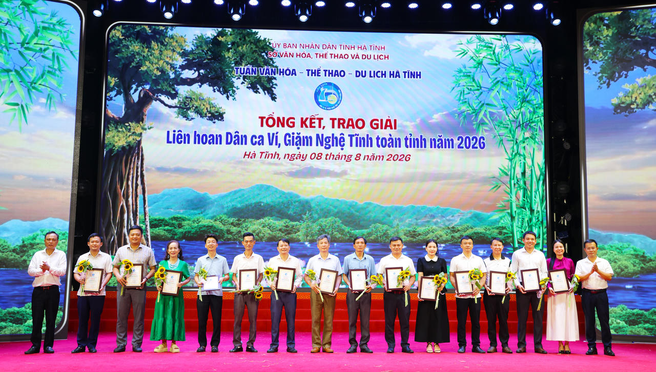Hà Tĩnh trao giải Cuộc thi "Đại sứ Văn hóa đọc" và Liên hoan Dân ca Ví, Giặm Nghệ Tĩnh năm 2026