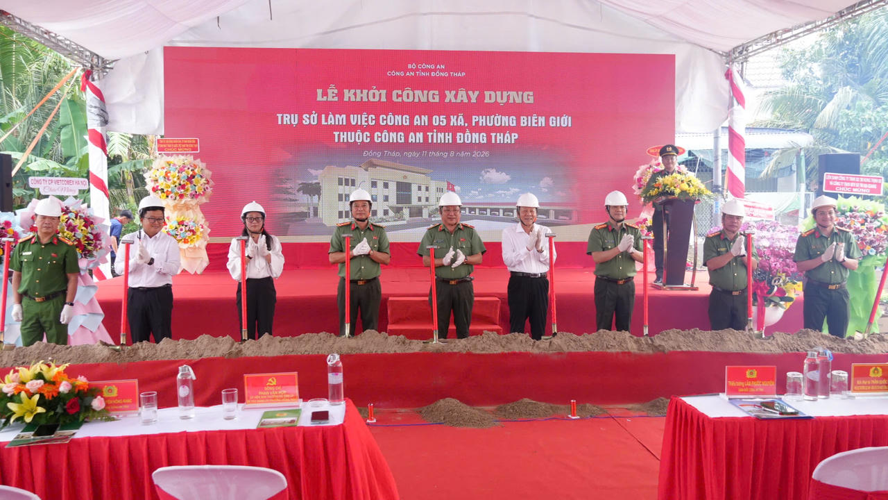 Khởi công xây dựng trụ sở Công an 5 xã, phường biên giới Đồng Tháp