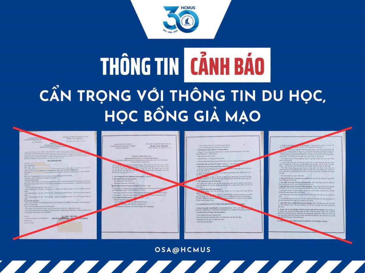 Thông tin cảnh báo của Trường Đại học Khoa học Tự nhiên (Đại học Quốc gia TP Hồ Chí Minh) phát đi ngày 9/8.