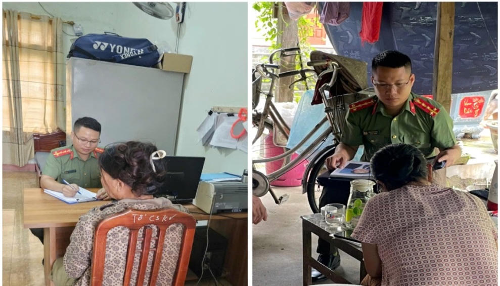 Công an xã Vạn Xuân làm việc với các công dân tự tập "Pháp Luân Công " ( Ảnh Công an Hưng Yên)