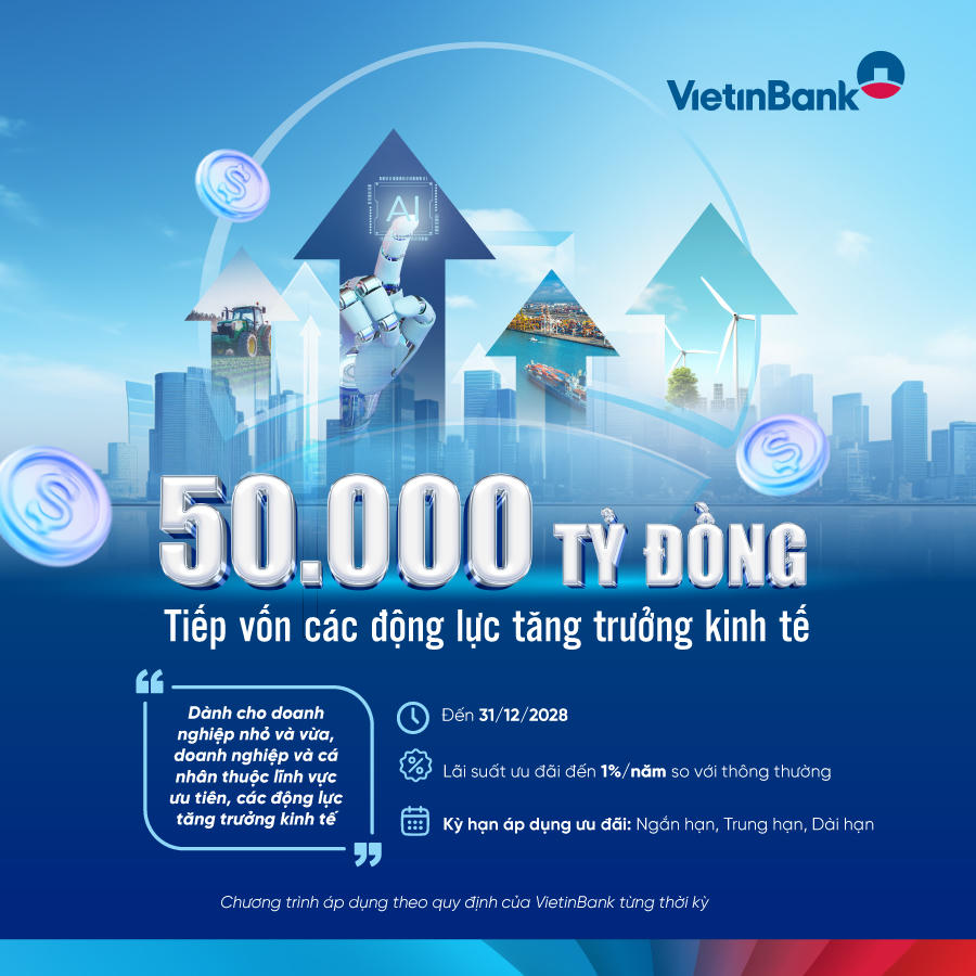 VietinBank dành 50.000 tỷ đồng tín dụng tiếp sức các động lực tăng trưởng kinh tế
