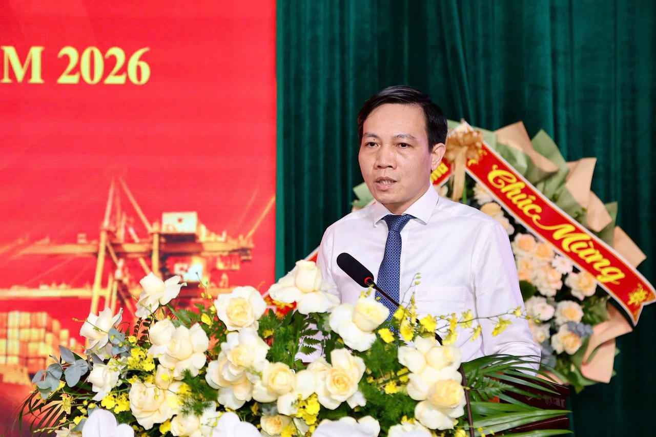 Ông Nguyễn Trọng Khiêm Chủ tịch UBND phường Đông Hải phát biểu tại Ngày hội (Ảnh: Cổng TTĐT Hải Phòng)