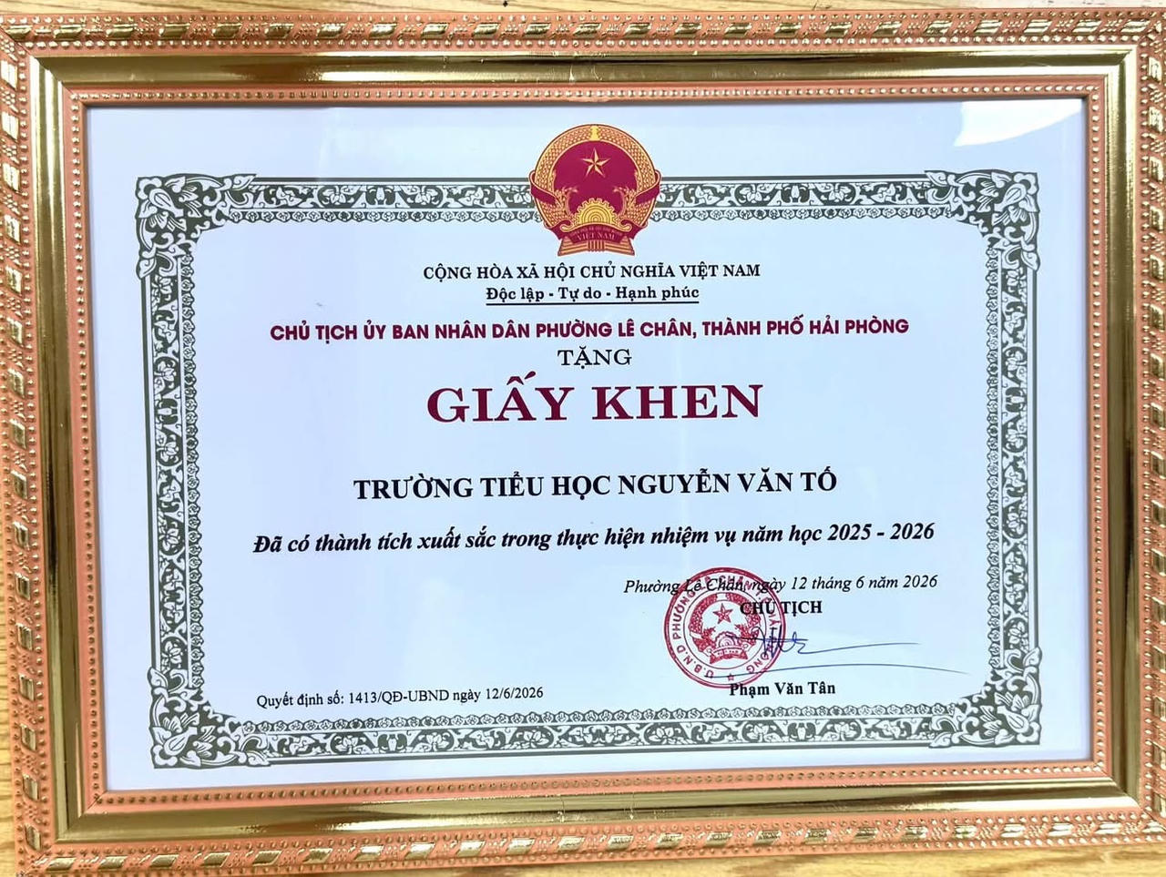 Trường Tiểu học Nguyễn Văn Tố ghi dấu ấn với nhiều thành tích nổi bật năm học 2025-2026