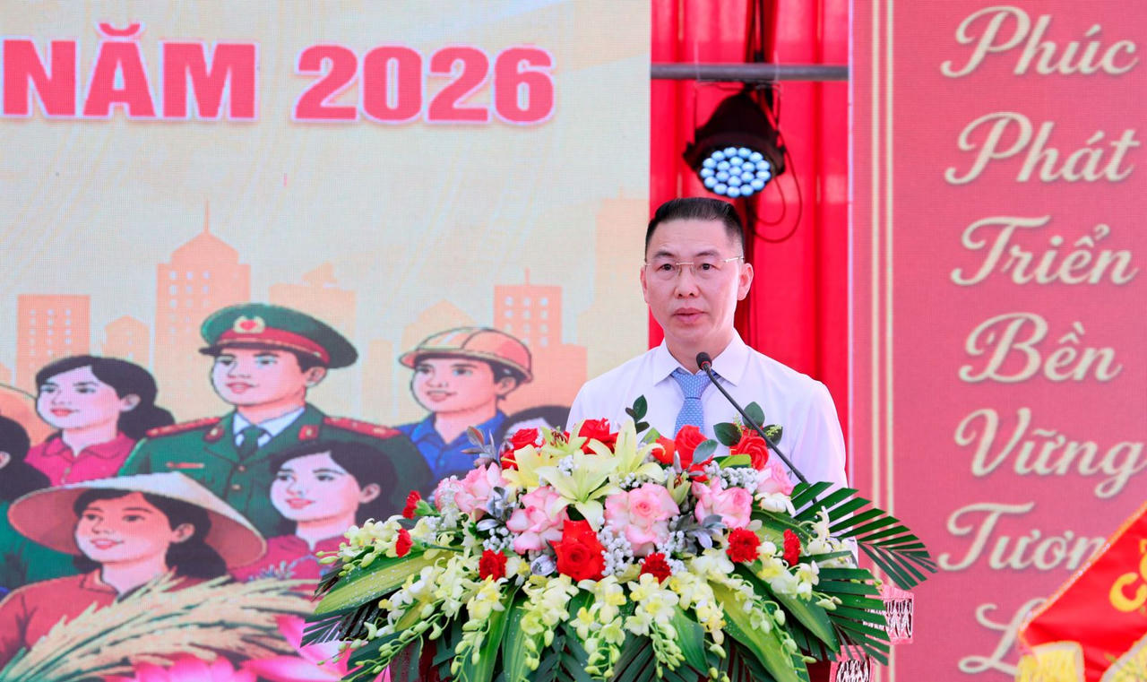 Ông Nguyễn Hồng Lĩnh, Chủ tịch Hội đồng mục vụ Đền thánh PhaoLo, Giáo xứ Phú An phát biểu tại Ngày hội.Ảnh: Công an Ninh Bình