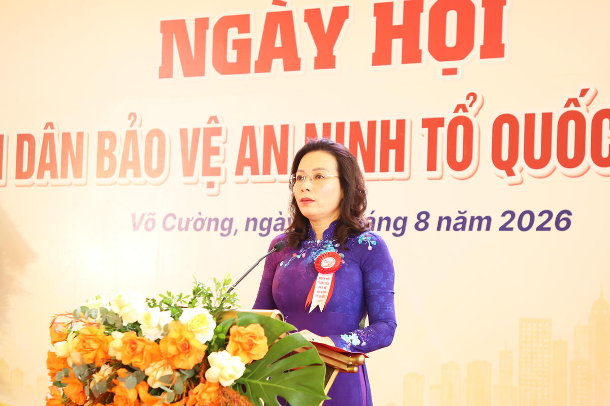 Phó Bí thư Thường trực Tỉnh ủy Nguyễn Thị Hương phát biểu tại Ngày hội. (Ảnh Cổng TTĐT Bắc Ninh)