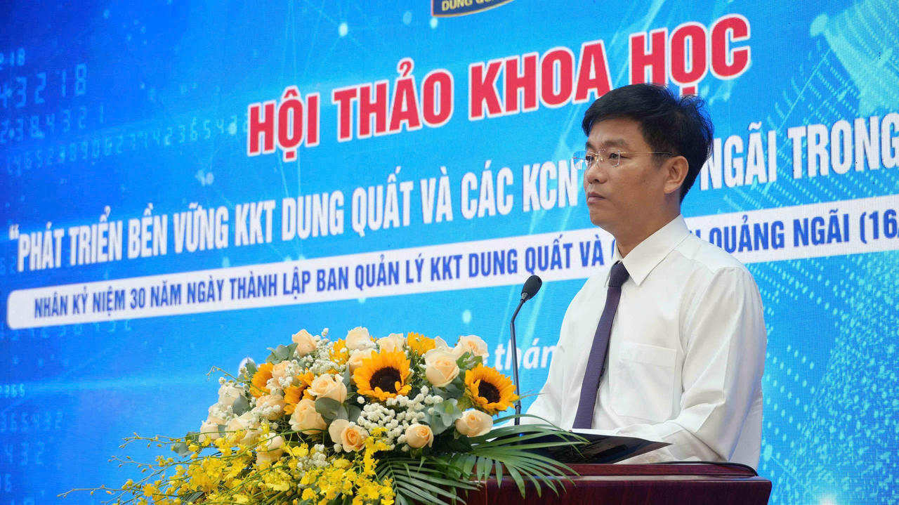 Phó Chủ tịch UBND tỉnh Quảng Ngãi Đỗ Tâm Hiển phát biểu chỉ đạo và định hướng tại Hội thảo (Ảnh: Vân Anh)