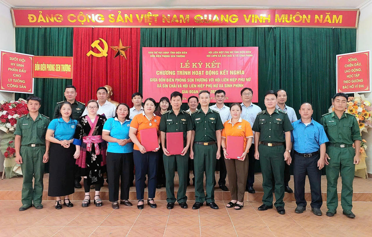 Đồn Biên phòng Sen Thượng (tỉnh Điện Biên)  ký kết chương trình phối hợp kết nghĩa giai đoạn 2026 – 2030 với Hội Liên hiệp Phụ nữ (LHPN) hai xã nội địa Sín Chải và Sính Phình.