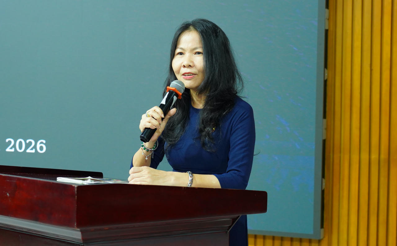 PGS.TS Trần Thị Thùy Dương - Trưởng Khoa Luật Quốc tế, Trường Đại học Luật TP HCM phát biểu khai mạc. Ảnh: ULAW