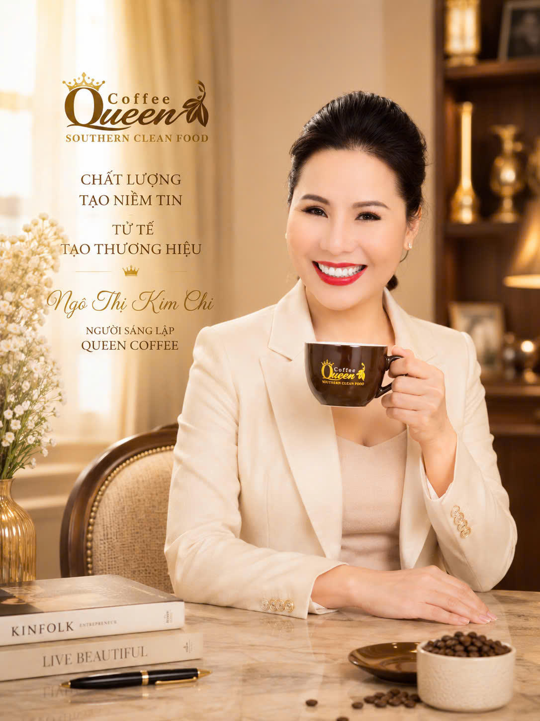Người sáng lập Queen Coffee, bà Ngô Thị Kim Chi.