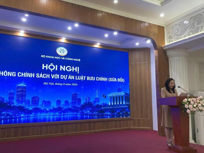 Bà Nguyễn Thị Thu Trang, Phó Vụ trưởng Vụ Pháp chế, Bộ Khoa học và Công nghệ phát biểu khai mạc hội nghị. (Ảnh: PV)
