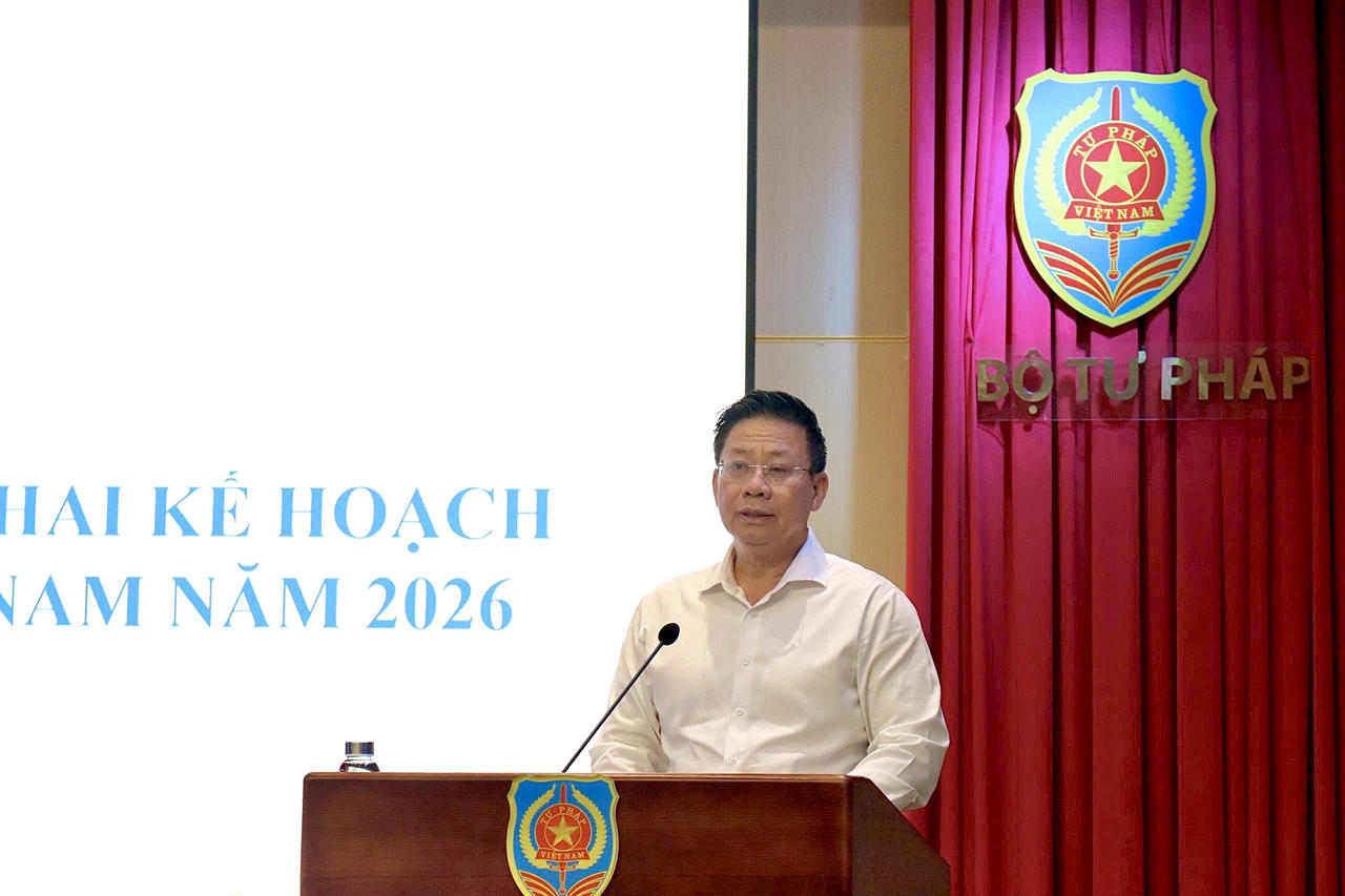 Thứ trưởng Bộ Tư pháp Nguyễn Thanh Ngọc phát biểu