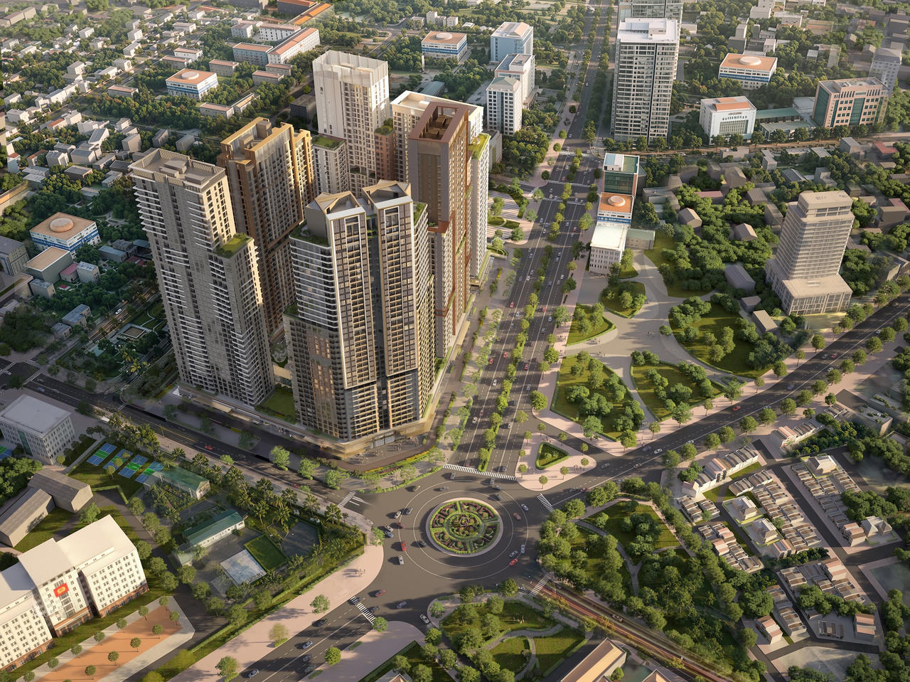 Phối cảnh Tổ hợp nhà ở, thương mại dịch vụ Trường Vinh, Sun Group (ảnh ĐVCC)