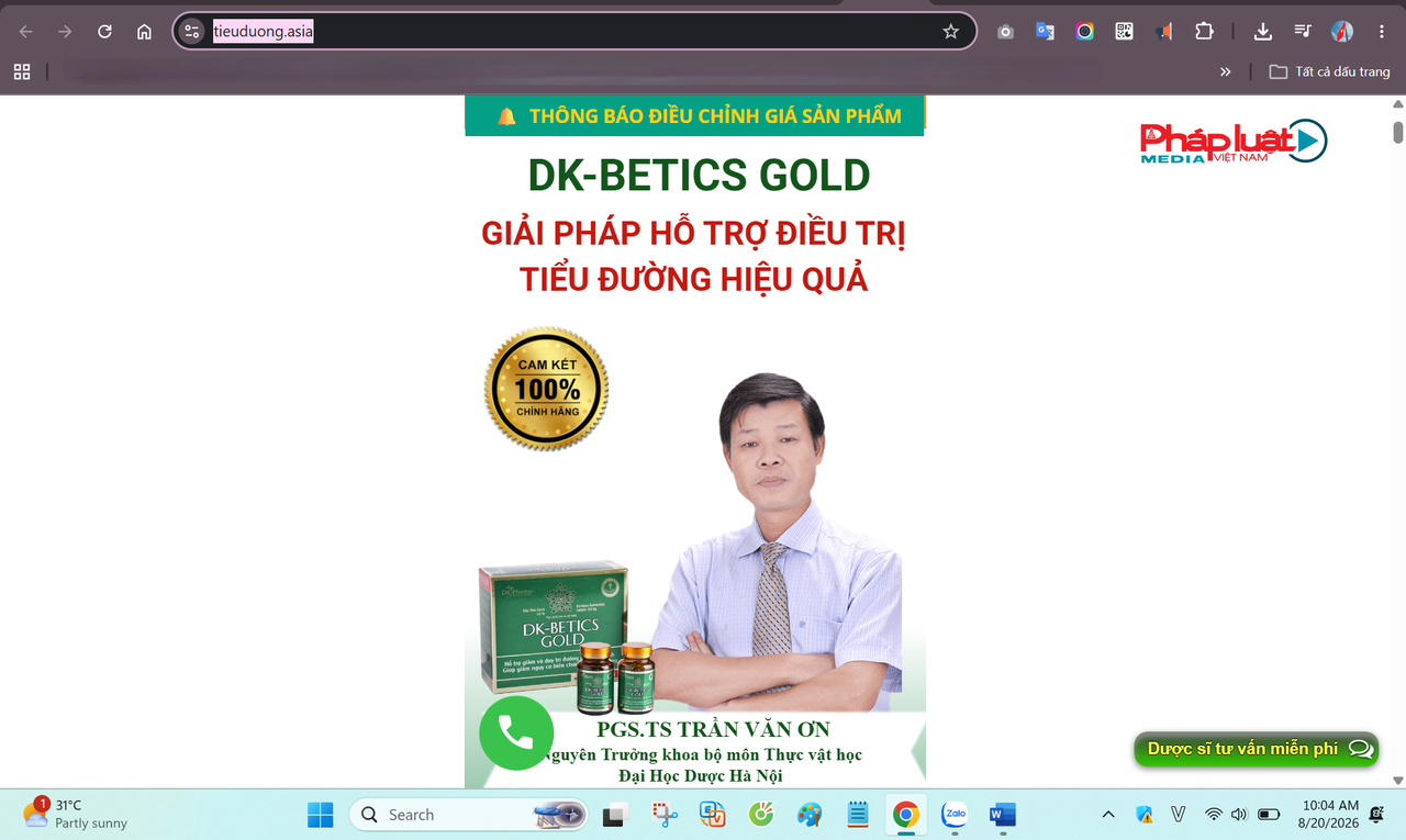 Viên tiểu đường DK-Betics Gold vi phạm quy định vì quảng cáo như thuốc chữa bệnh