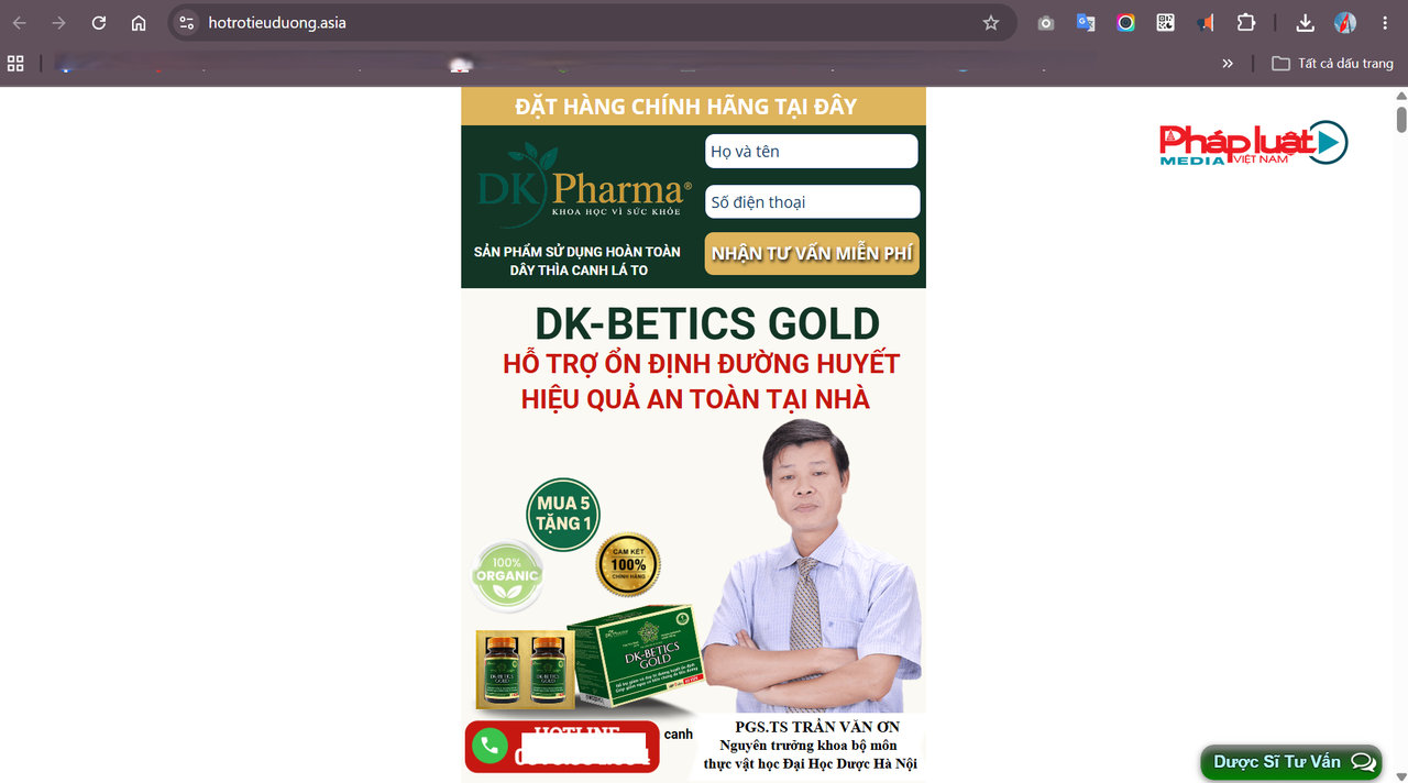 Viên tiểu đường DK-Betics Gold vi phạm quy định vì quảng cáo như thuốc chữa bệnh