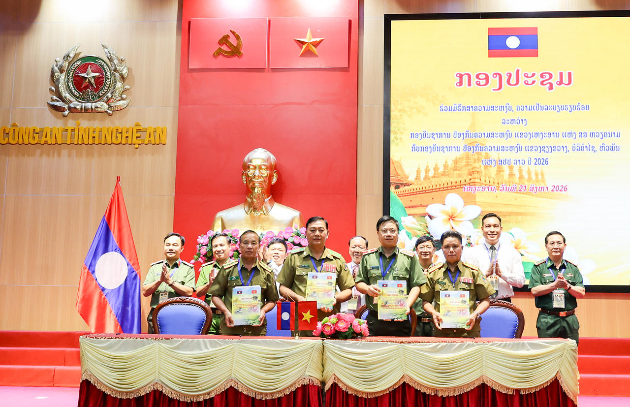 Công an Nghệ An và 3 tỉnh của Lào thống nhất 9 nội dung hợp tác giữ bình yên biên giới