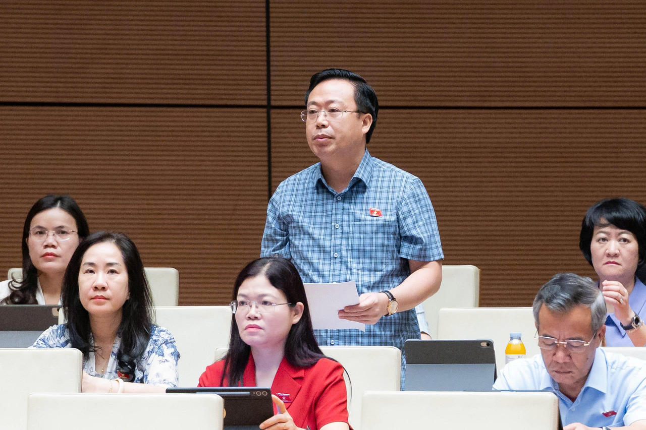 Đại biểu Nguyễn Đại Thắng phát biểu tại phiên họp.
