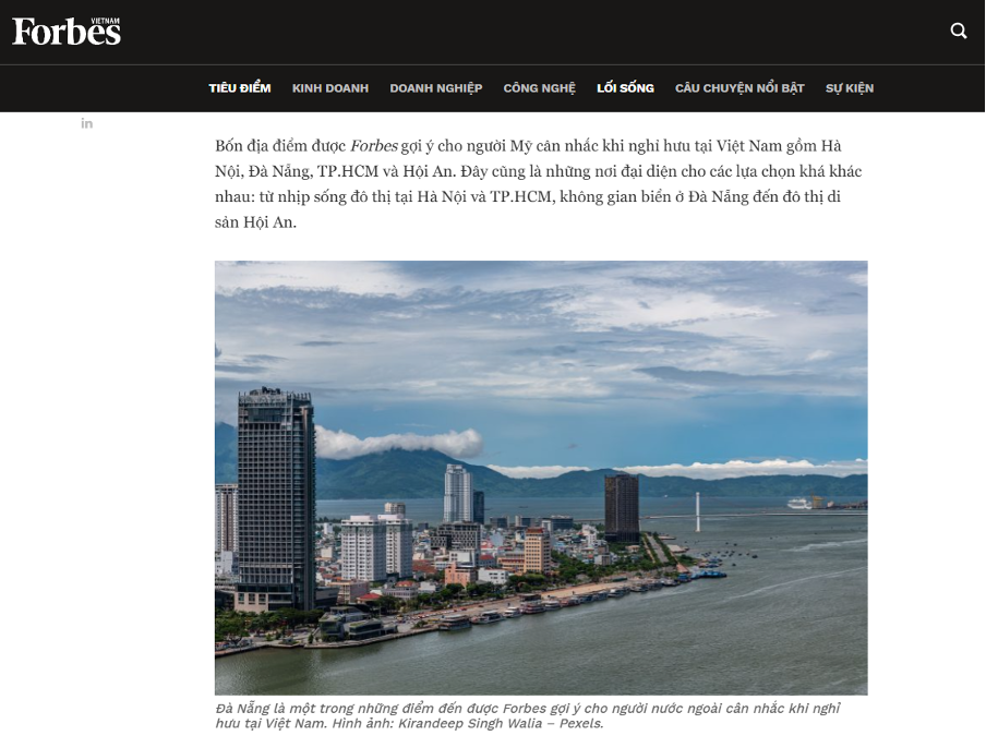 Đà Nẵng trên tạp chí Forbes. Nguồn: Forbes Việt Nam
