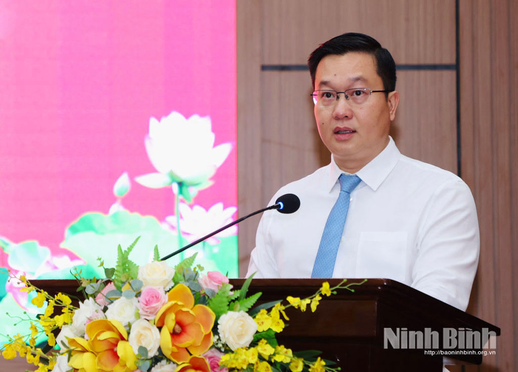 Ông Trần Đăng Quỳnh, Ủy viên dự khuyết Trung ương Đảng, Phó Bí thư Thường trực Tỉnh ủy phát biểu tại hội nghị.Ảnh Đức Lam
