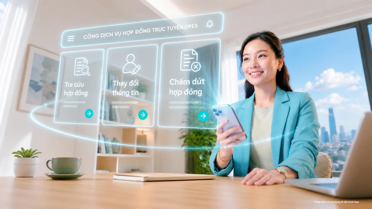OPES số hóa toàn bộ dịch vụ sau phát hành hợp đồng, khách hàng chủ động xử lý mọi lúc, mọi nơi. Ảnh: OPES