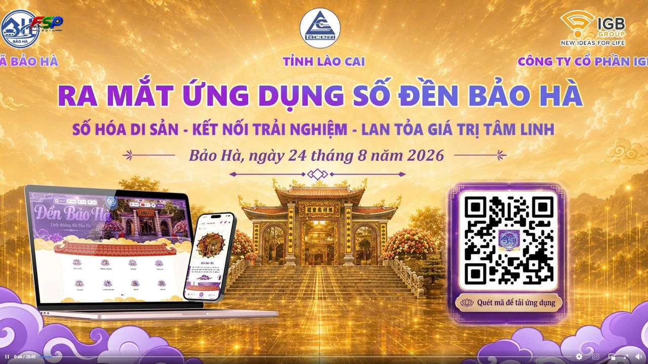 Ứng dụng số Đền Bảo Hà được xây dựng theo hướng hình thành hệ sinh thái số, kết nối di tích, cơ quan quản lý, người dân, du khách và cộng đồng địa phương. (Ảnh: xã Bảo Hà)