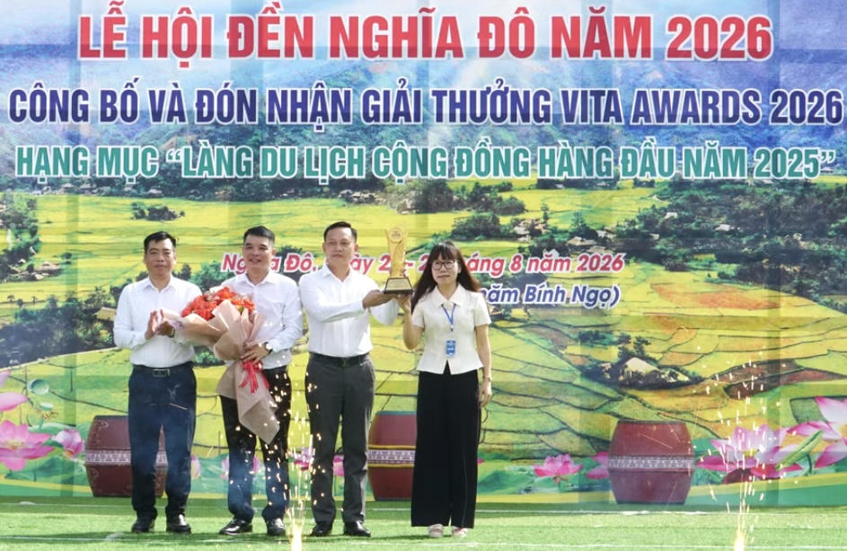 Xã Nghĩa Đô vinh dự nhận Giải thưởng Du lịch Việt Nam ở hạng mục “Làng du lịch hàng đầu năm 2025”. (Ảnh: Nguyễn Hải)