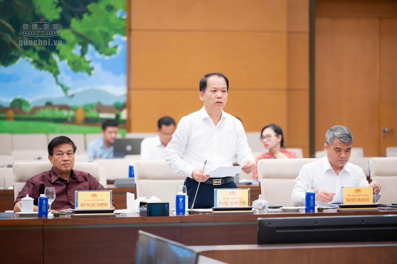 Bộ trưởng Hoàng Thanh Tùng trình bày tóm tắt Tờ trình dự án Luật.