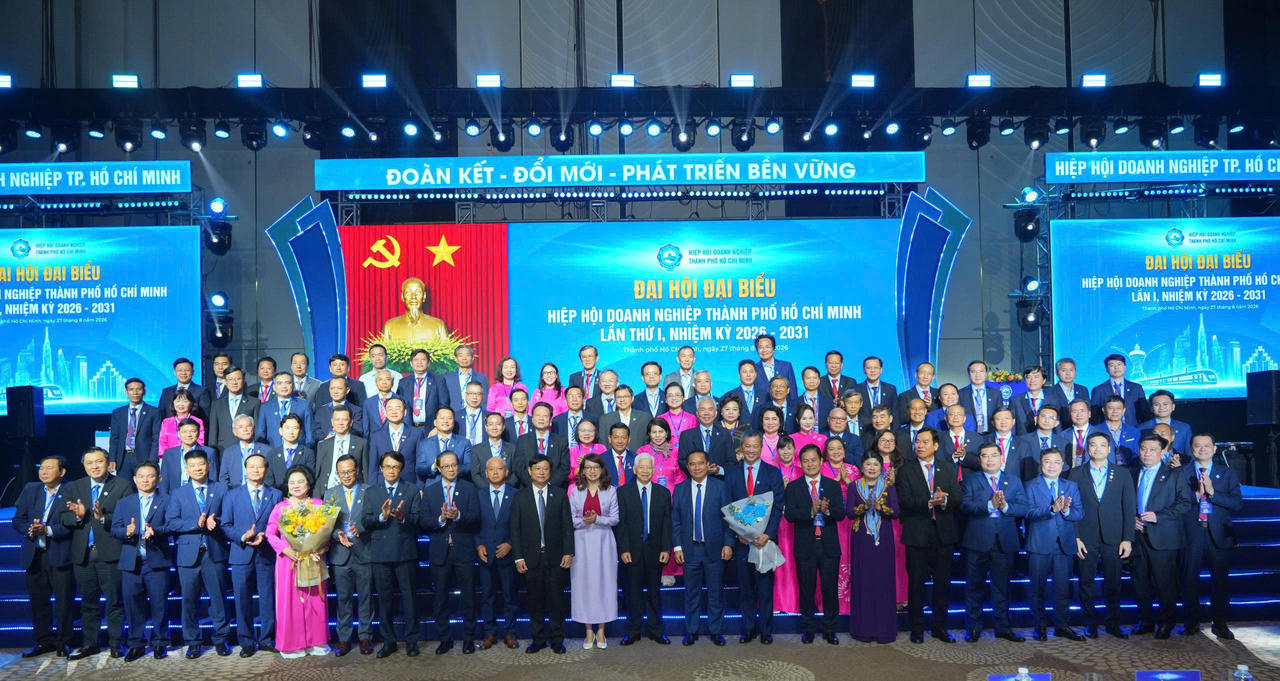 Ban chấp hành Liên đoàn DN TP HCM nhiệm kỳ 2026-2031. Ảnh: HUBA