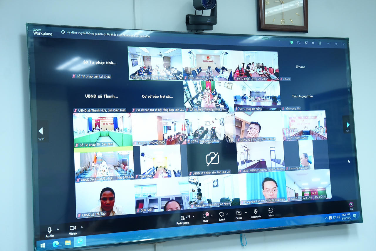 Các đại biểu tham dự trực tuyến một hoạt động truyền thông về dự thảo Luật Nuôi con nuôi (sửa đổi). (Ảnh: PV)