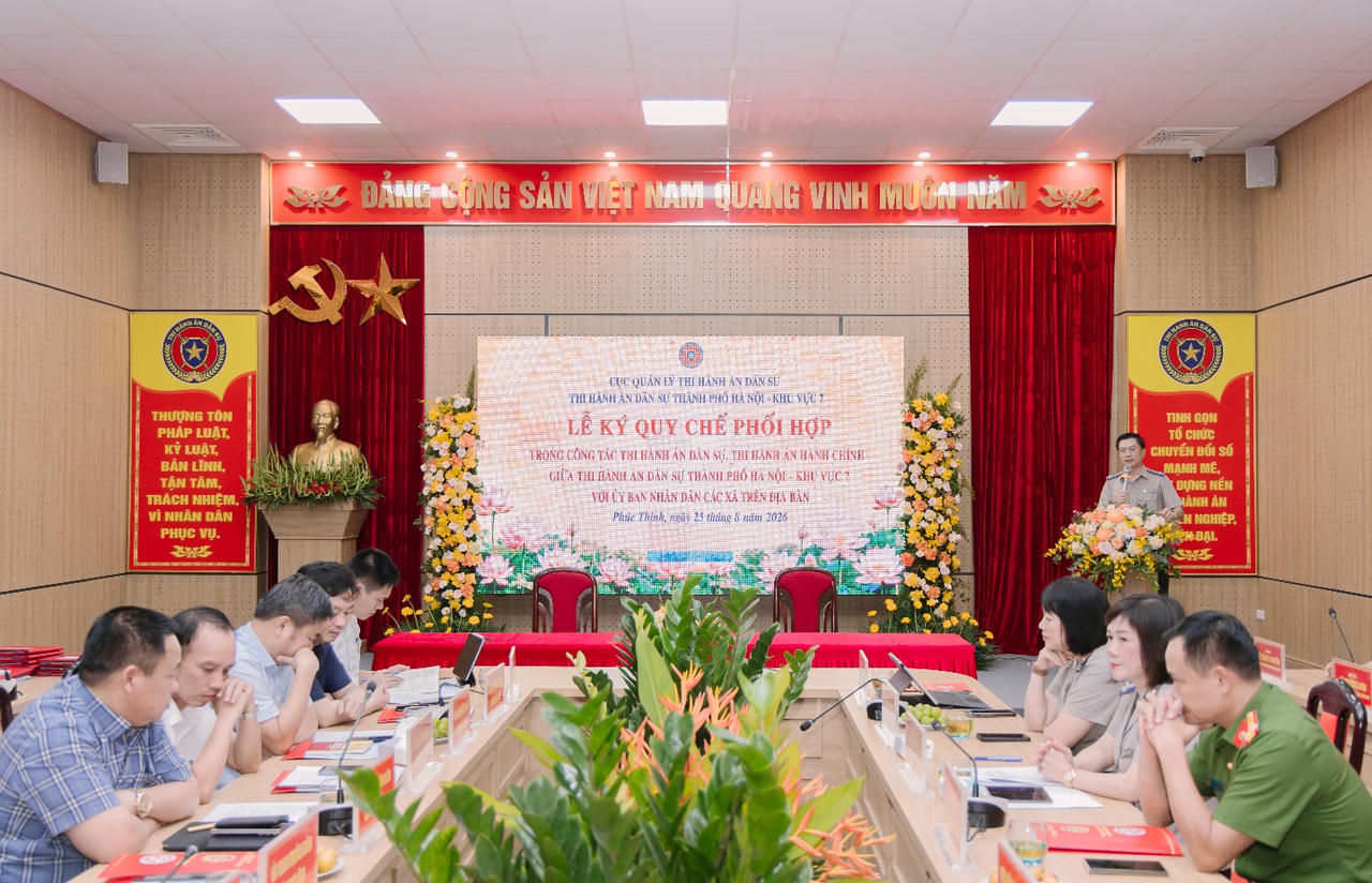 Phòng Thi hành án dân sự Khu vực 7 - Hà Nội tổ chức Lễ ký Quy chế phối hợp với UBND 14 xã trên địa bàn