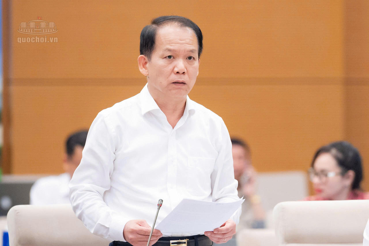 Bộ trưởng Bộ Tư pháp Hoàng Thanh Tùng trình bày Tờ trình.