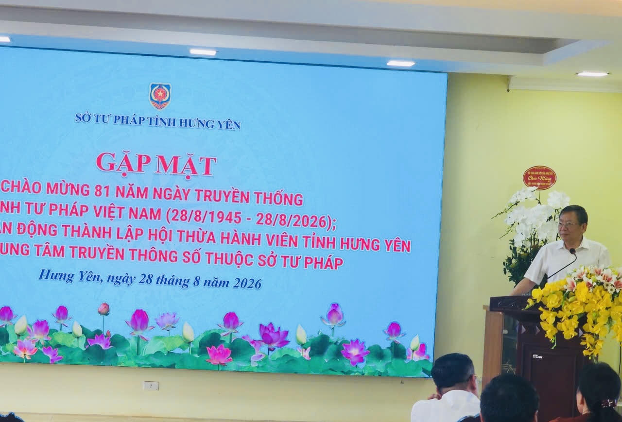 Giám đốc Sở Tư pháp tỉnh Hưng Yên Trần Hữu Nam phát biểu tại Lễ Công bố (Ảnh Vũ Hùng)