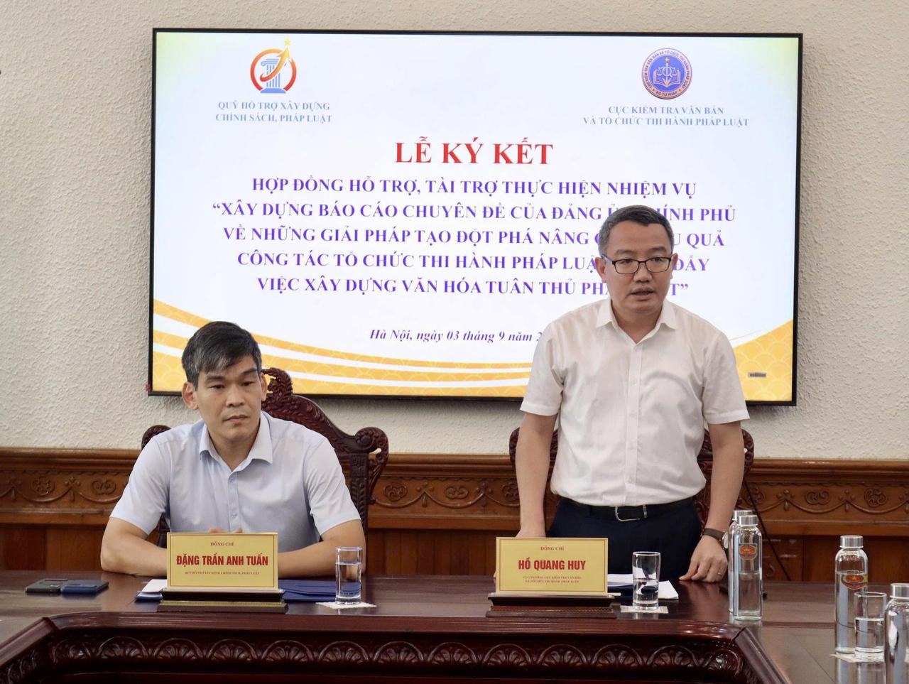 Ông Hồ Quang Huy, Cục trưởng Cục Kiểm tra văn bản và Tổ chức thi hành pháp luật phát biểu