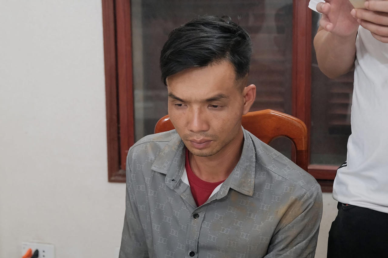 Đối tượng Đàm Văn Hưng tại cơ quan Công an tỉnh Cao Bằng. (Ảnh: Công an Cao Bằng)