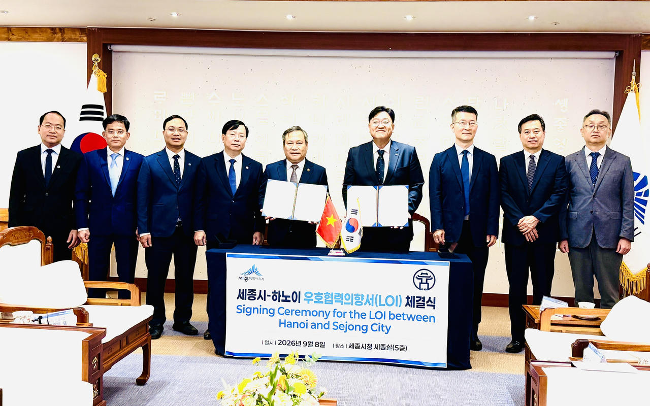 Hà Nội và TP Sejong ký kết Ý định thư về quan hệ hữu nghị và hợp tác 