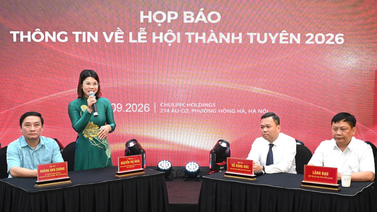 Tỉnh Tuyên Quang tổ chức họp báo thông tin về lễ hội Thành Tuyên 2026. Ảnh: Nhật Nguyên.