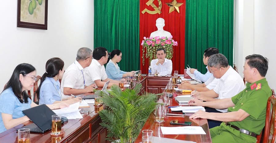 Ủy viên Ban Thường vụ Thành ủy, Phó Chủ tịch UBND thành phố Lê Trường Sơn chủ trì cuộc họp. Ảnh: TD