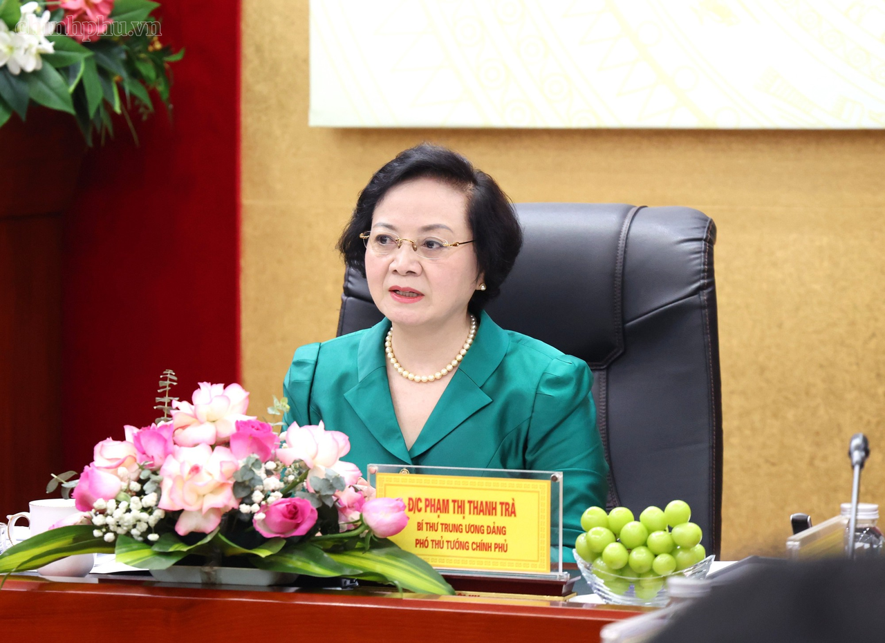 Phó Thủ tướng Phạm Thị Thanh Trà phát biểu tại buổi làm việc. Ảnh: chinhphu.vn