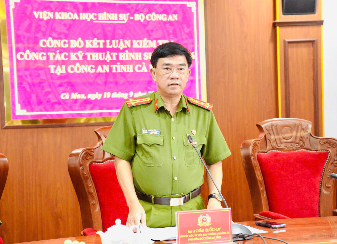 Đại tá Châu Quốc Huy, phát biểu tại buổi làm việc (Ảnh: H.Đ).