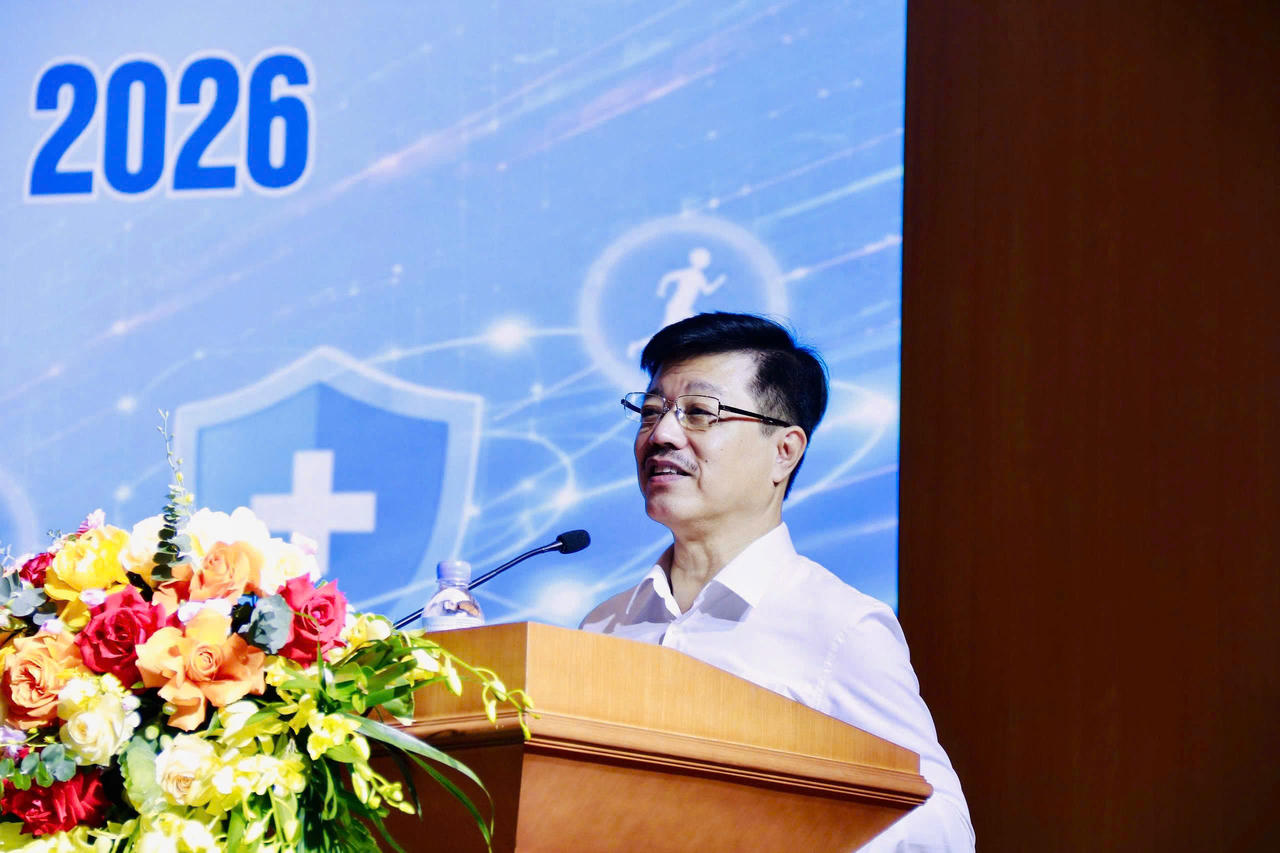 Ông Vũ Mạnh Cường, Giám đốc Trung tâm Truyền thông - Giáo dục sức khỏe Trung ương phát biểu khai mạc Hội thảo.
