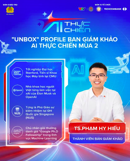 TS. Phạm Hy Hiếu, Giám đốc Khối Chuyển đổi AI Techcombank, từng nghiên cứu tại OpenAI, Google Brain và xAI – Thành viên Ban giám khảo AI Thực chiến mùa 2. Ảnh Techcombank