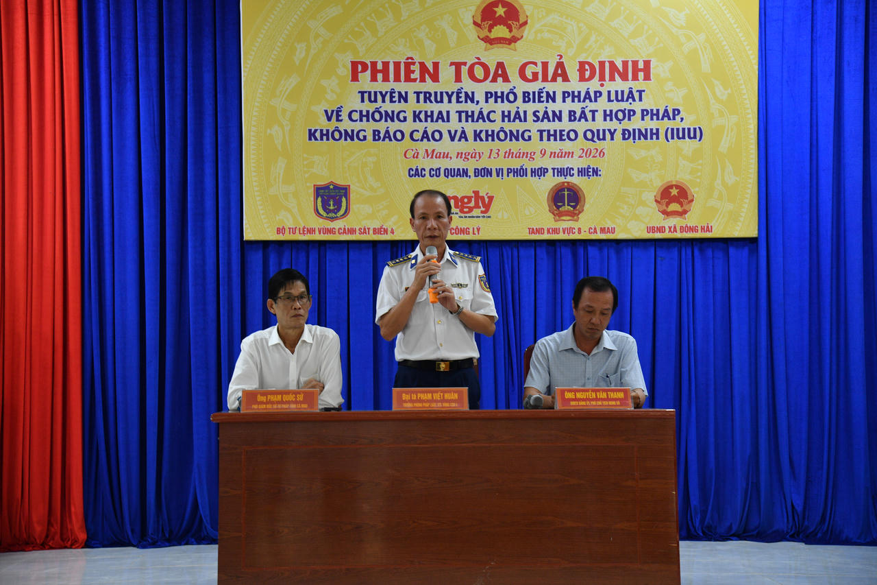 Chương trình tọa đàm, trao đổi các quy định pháp luật về IUU sau "Phiên tòa giả định". Ảnh: Quang Vinh