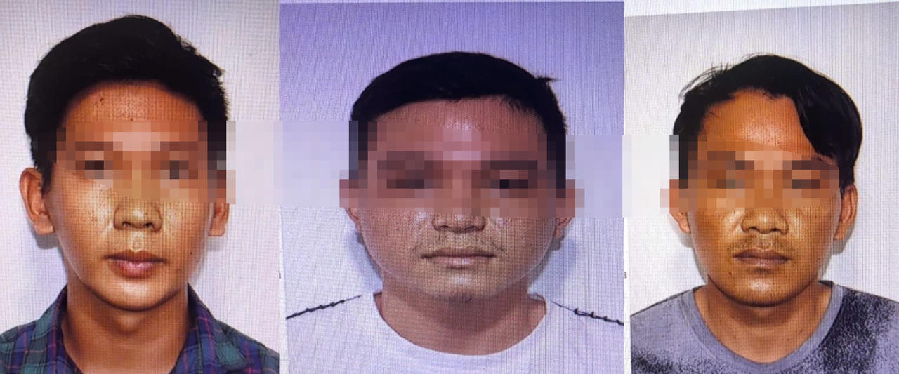 Các bị can Nguyễn Anh Thân, Nguyễn Trường Khải, Nguyễn Văn Thanh (từ trái qua). Ảnh: Hoàng Đô