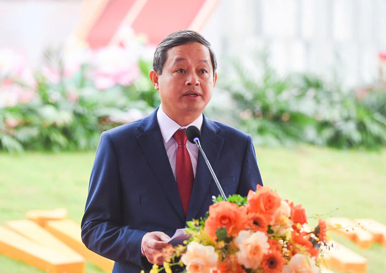 Chủ tịch UBND tỉnh Bắc Ninh Phạm Hoàng Sơn phát biểu tại buổi lễ. Ảnh NH
