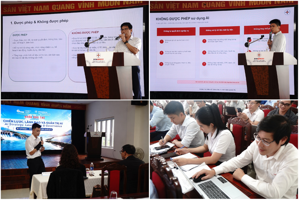 CBCNV Công ty trao đổi, phân tích tình huống ứng dụng AI trong quản lý vận hành và bảo trì thiết bị thủy điện.